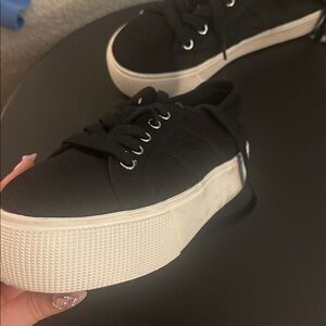 Platform Black Canvas Sneakers